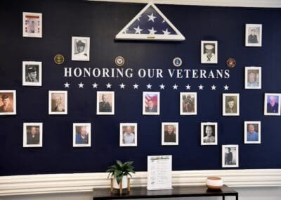 Honoring Our Veterans tribute wall at Charter Senior Living of Paris in Paris, TN